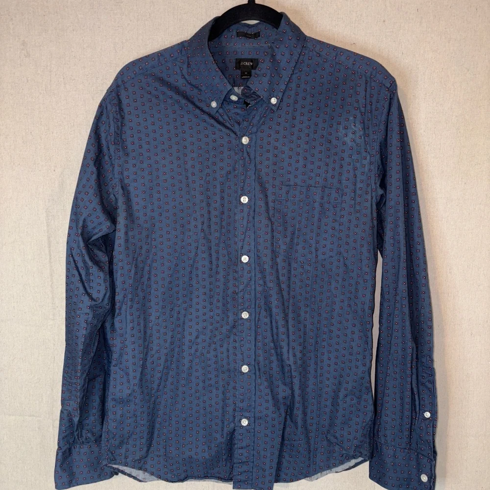 J.Crew Men's Button Down Long Sleeve Slim Fit Floral Print 100% Cotton Sz Medium